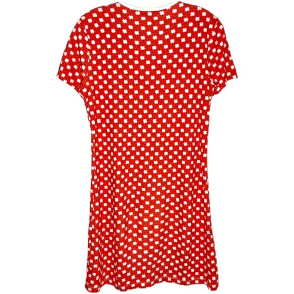 Carven Plaid & Clover Short Sleeved 100% Cotton Mini Dress - Red/White/Blue - S - Picture 6 of 10